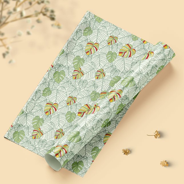 Farbenfrohe Monstera Blätter Jungle Wrapping Paper Geschenkpapier (Von Creator hochgeladen)