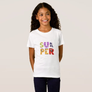Farbenfrohe Monsterschrift Super Kids Design T-Shirt