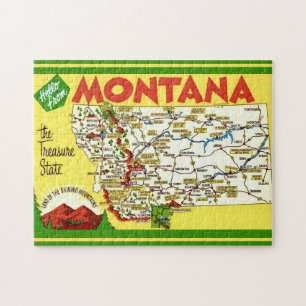 Farbenfrohe Montana Karte 11x14 Puzzle