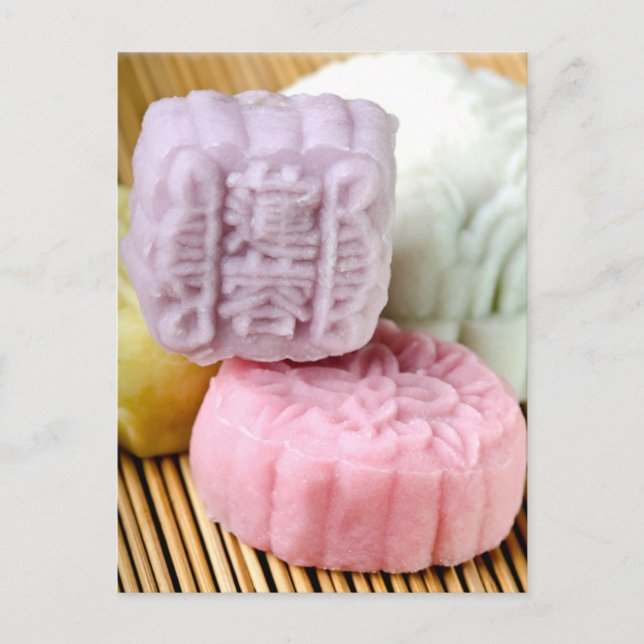 Farbenfrohe Mooncakes Postkarte (Vorderseite)