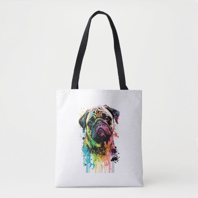Farbenfrohe Mops Pop Art Vater Mama (Vorderseite)