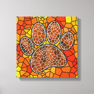 Farbenfrohe Mosaik Art Dog Paw Print Leinwanddruck