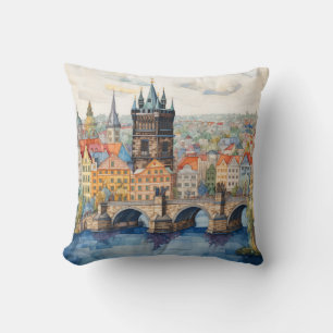 Farbenfrohe Mosaik aus Prag Kissen