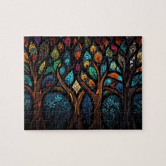 Farbenfrohe Mosaik gestanzter Glasbaum-Effekt Puzzle (Horizontal)
