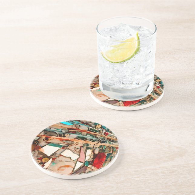 farbenfrohe Mosaik Getränkeuntersetzer (Seite)
