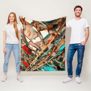 Farbenfrohe Mosaik-Kunst Fleecedecke