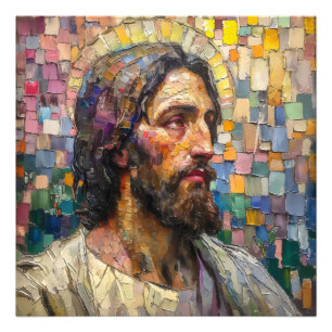 Farbenfrohe Mosaikchristlichkeit Jesus Fotodruck