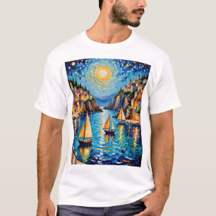 Farbenfrohe Mosaikfahrt Mittelmeer Sunset T-Shirt