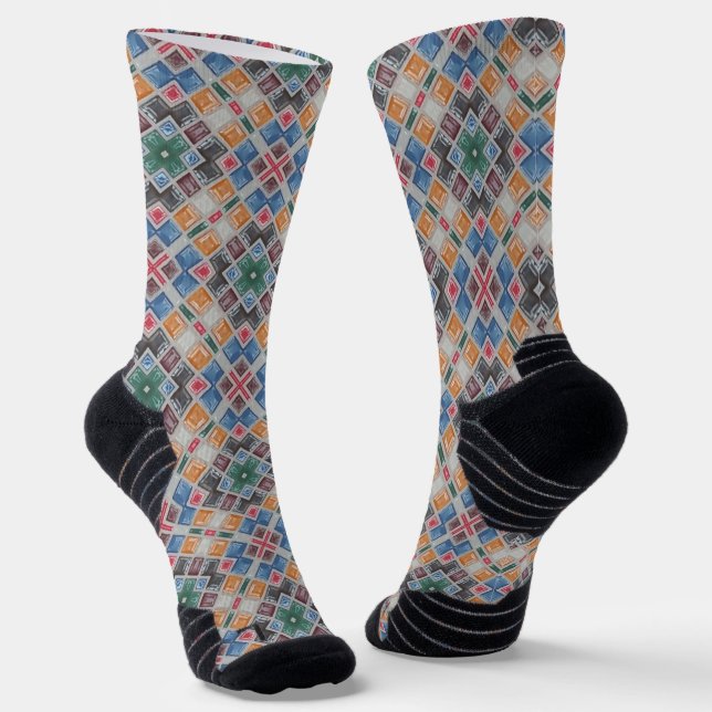 Farbenfrohe Mosaikfliesen Set für Badetücher Socken (Gewinkelt)