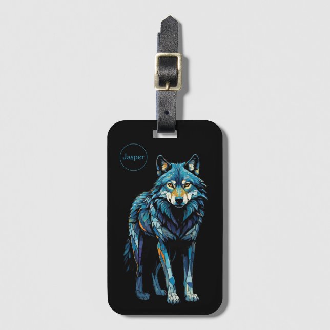 Farbenfrohe MosaikIllustration des majestätischen  Gepäckanhänger (Vorderseite Vertikal)