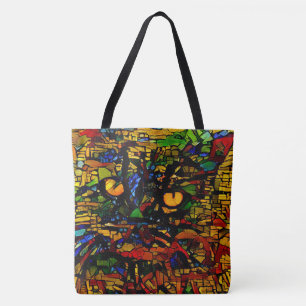 Farbenfrohe Mosaikkatze Kunst Prin