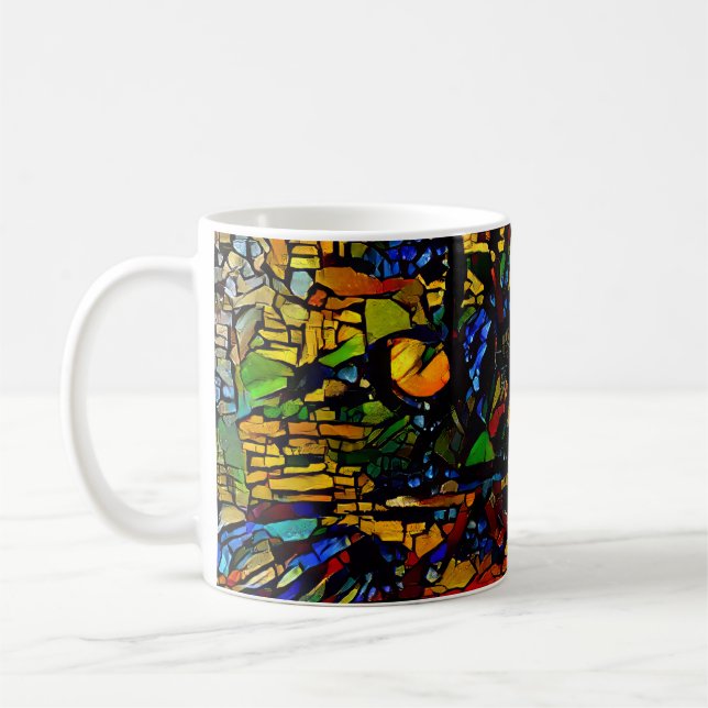 Farbenfrohe Mosaikkatze Kunst Prin Kaffeetasse (Links)