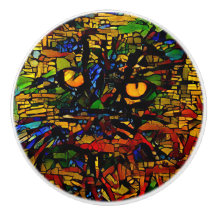 Farbenfrohe Mosaikkatze Kunst Prin