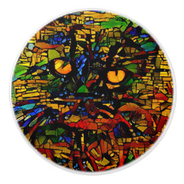 Farbenfrohe Mosaikkatze Kunst Prin Keramikknauf
