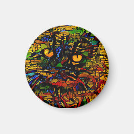 Farbenfrohe Mosaikkatze Kunst Prin Magnet