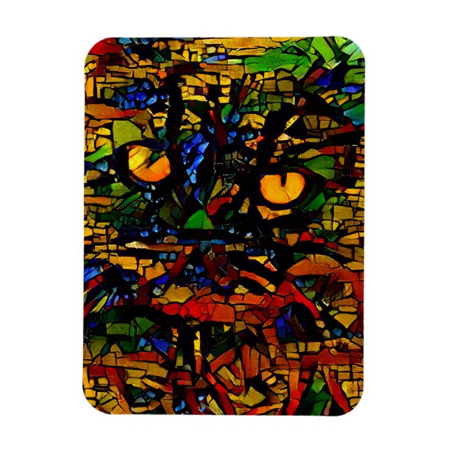Farbenfrohe Mosaikkatze Kunst Prin Magnet (Vertikal)