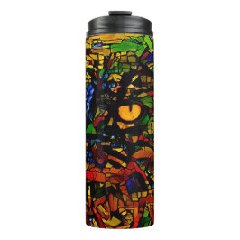 Farbenfrohe Mosaikkatze Kunst Prin Thermosbecher