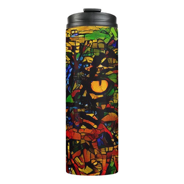 Farbenfrohe Mosaikkatze Kunst Prin Thermosbecher (Vorderseite)