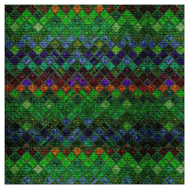 Farbenfrohe Mosaikmuster Burlap Rustic #3 Stoff (Muster)