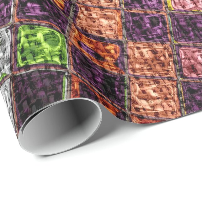 Farbenfrohe Mosaikmuster Burlap Rustic #4 Geschenkpapier (Rolleneckpunkt)