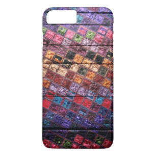 Farbenfrohe Mosaikmuster Holz Look #16 iPhone 8 Plus/7 Plus Hülle
