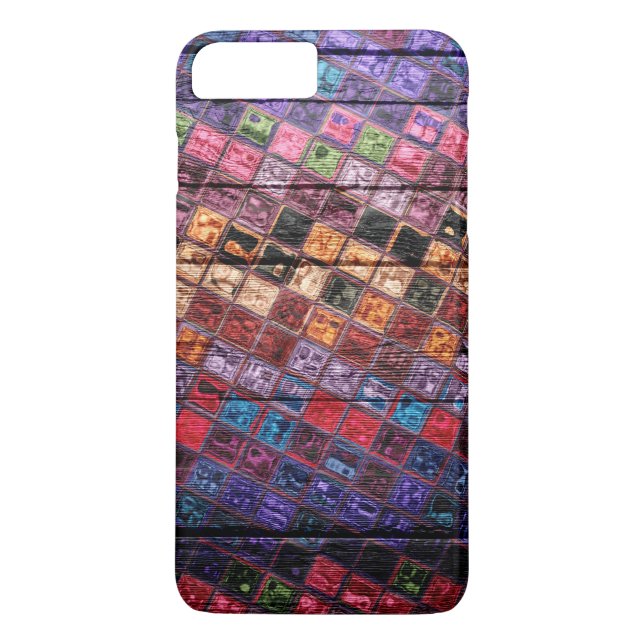 Farbenfrohe Mosaikmuster Holz Look #16 Case-Mate iPhone Hülle (Rückseite)