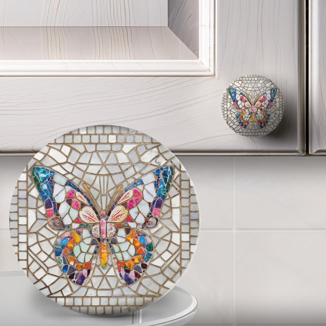 Farbenfrohe Mosaikschmetterlinge Keramikknauf (Von Creator hochgeladen)
