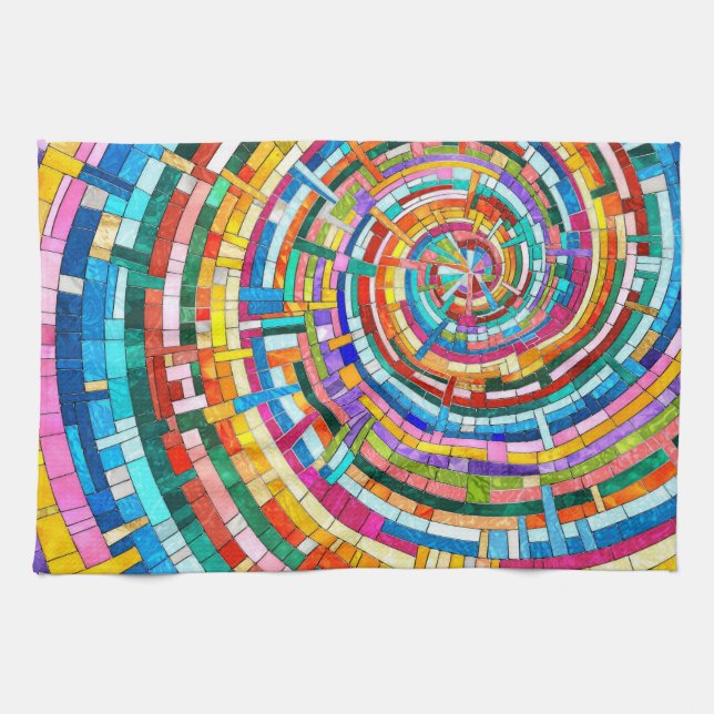 Farbenfrohe Mosaikspirale Geschirrtuch (Horizontal)