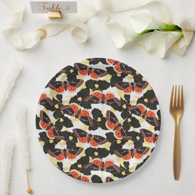 Farbenfrohe Moth Butterfly-Muster Pappteller (Hochzeit)
