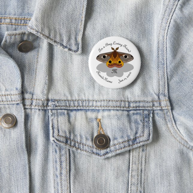 Farbenfrohe Moth Monogram Button (Beispiel)