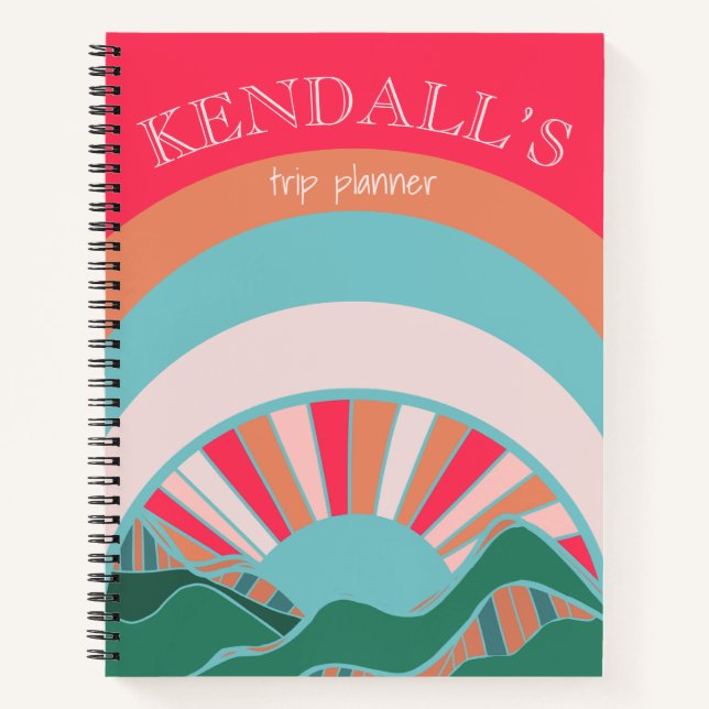 Farbenfrohe Mountain Sun Custom Travel Planner Notizbuch (Vorderseite)