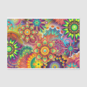 Farbenfrohe Multi Color Floral Mandala Decoupage Seidenpapier