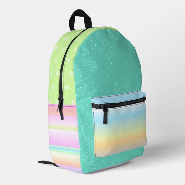 Farbenfrohe Multi-Muster stylische Backpack Bedruckter Rucksack (Rückseitige Ecke links)