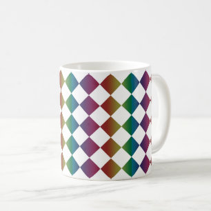 Farbenfrohe Multicolor-Diamant-Harlekin-Schachbret Kaffeetasse