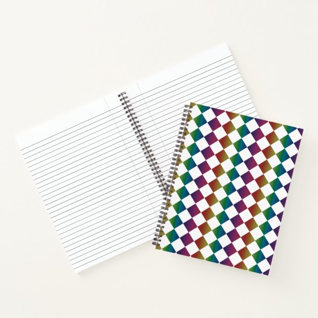 Farbenfrohe Multicolor Diamond Harlequin Schachbre Notizbuch (Innenseite)
