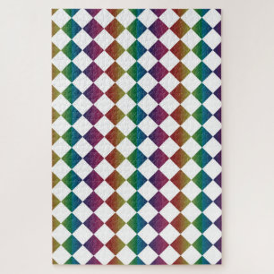 Farbenfrohe Multicolor Diamond Harlequin Schachbre Puzzle