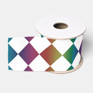 Farbenfrohe Multicolor Diamond Harlequin Schachbre Ripsband