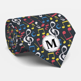 Farbenfrohe Multicolor-Musiknote Monogram Musiker Krawatte