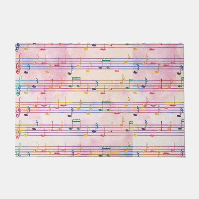 Farbenfrohe Multicolor-Musiknote Musiker Fußmatte (Vorderseite)
