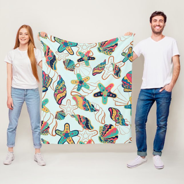 Farbenfrohe Muschelmuster Fleece-Decke Fleecedecke (Beispiel)