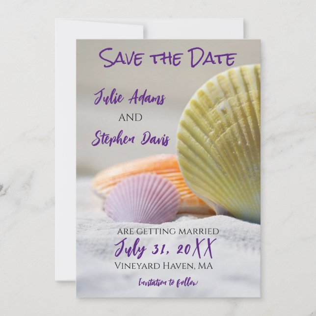 Farbenfrohe Muscheln Save the Date Einladung (Vorderseite)