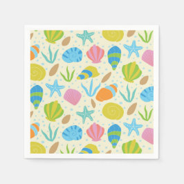 Farbenfrohe Muscheln und Muster der Meeresküste Serviette