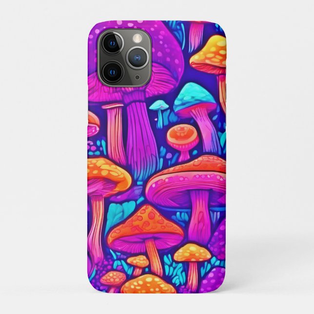 Farbenfrohe Mushroom-Muster Case-Mate iPhone Hülle (Rückseite)