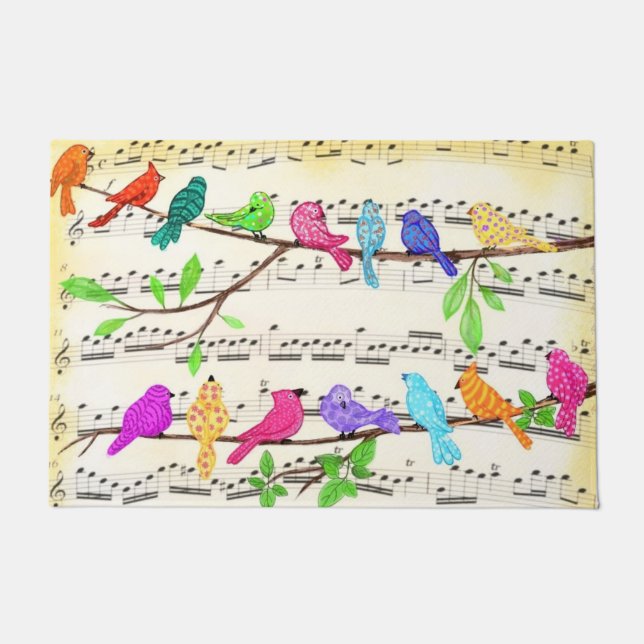 Farbenfrohe Musical Birds Symphony Doormat Spring Fußmatte (Vorderseite)