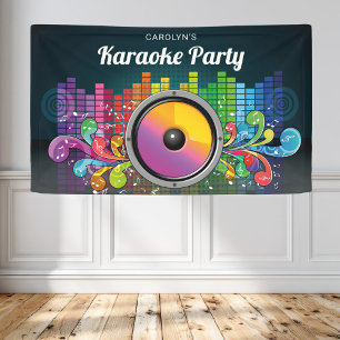 Farbenfrohe Musik-Karaoke-Geburtstagsfeier Banner