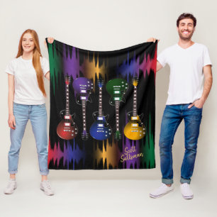 Farbenfrohe Musik und Gitarren Fleecedecke