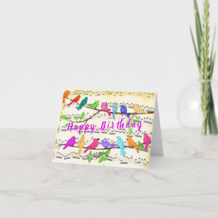 Farbenfrohe musikalische Vögel Geburtstagskarte Fr Karte