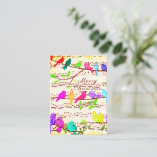 Farbenfrohe musikalische Vögel Weihnachtskarte Mitteilungskarte