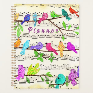 Farbenfrohe musikalische Vogelplaner Planer