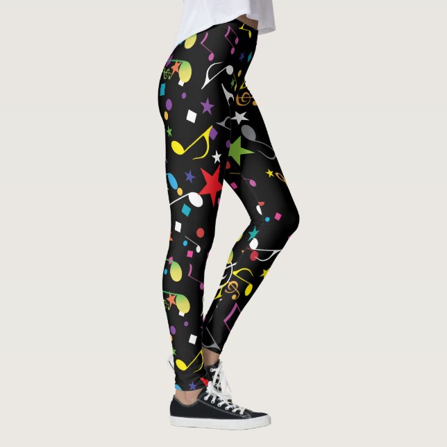 Farbenfrohe Musikereignisse auf schwarzen Leggings (Rechts)